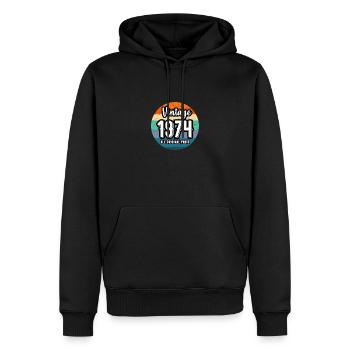 Vintage 1974 Humor Retro Anniversary Gift - Men’s Premium Organic Hoodie - black - Front - Nico (187cm)