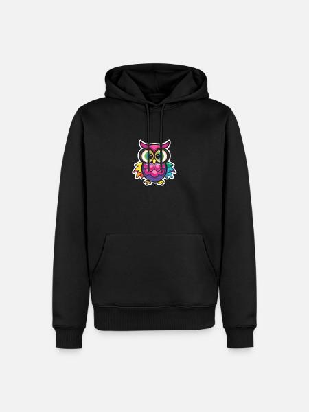 Cute Owl Kawaii Mascot - Men’s Premium Organic Hoodie - black