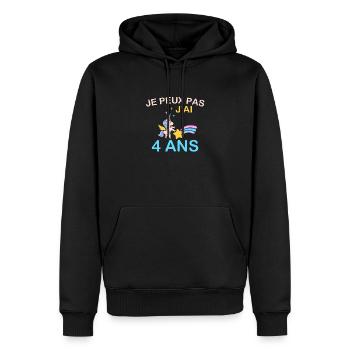 Ich kann nicht, ich bin 4 Jahre alt - Männer Premium Bio Hoodie - Schwarz - Vorne - Nico (187cm)