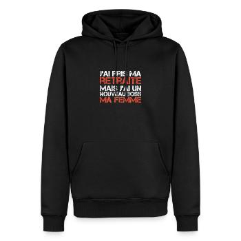 J'ai pris ma retraite mais j'ai un n - Sweat à capuche Premium bio Homme - noir - Devant - Nico (187cm)