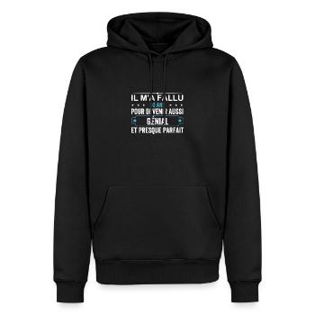 Anniversaire 50 Ans Homme Parfait Papa Tonton - Sweat à capuche Premium bio Homme - noir - Devant - Nico (187cm)