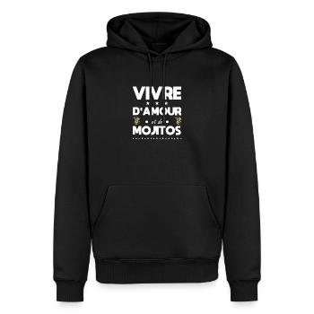 Leben von Liebe und Mojitos - Männer Premium Bio Hoodie - Schwarz - Vorne - Nico (187cm)