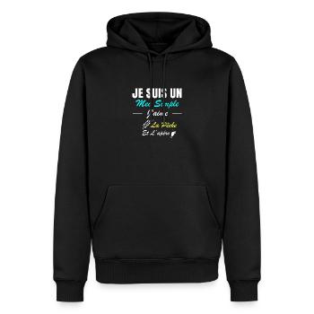 Ich bin ein einfacher Kerl, ich mag Angeln und Aperitifs - Männer Premium Bio Hoodie - Schwarz - Vorne - Nico (187cm)