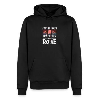 Ist mir egal, ich bin ein rosa Flamingo, Humor - Männer Premium Bio Hoodie - Schwarz - Vorne - Nico (187cm)