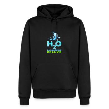 l'eau, la Molecule de la vie - Sweat à capuche Premium bio Homme - noir - Devant - Nico (187cm)