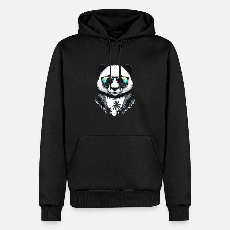 Panda Palmen - Beach Panda - Männer Premium Bio Hoodie - Schwarz