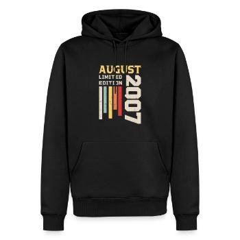 Août 2007 - Cadeau anniversaire Août 2007 Août - Sweat à capuche Premium bio Homme - noir - Devant - Nico (187cm)