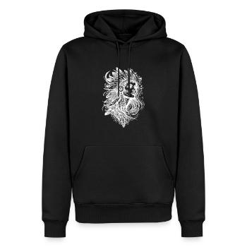 Indianerin Gesicht Federschmuck Spirit Federn - Männer Premium Bio Hoodie - Schwarz - Vorne - Nico (187cm)