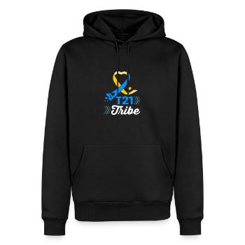Down Syndrom - Männer Premium Bio Hoodie - Schwarz - Vorne - Nico (187cm)