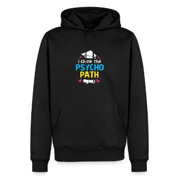 Psychologue scolaire - Sweat à capuche Premium bio Homme - noir - Devant - Nico (187cm)
