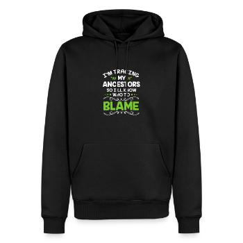 Généalogie de l’arbre généalogique - Sweat à capuche Premium bio Homme - noir - Devant - Nico (187cm)