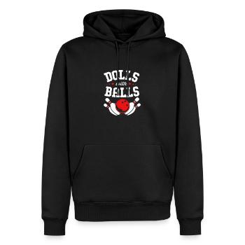 Bowling - Männer Premium Bio Hoodie - Schwarz - Vorne - Nico (187cm)