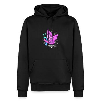 Cancer de la thyroïde - Sweat à capuche Premium bio Homme - noir - Devant - Nico (187cm)