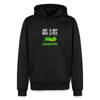 Heuschrecke - Männer Premium Bio Hoodie - Schwarz - Vorne - Nico (187cm)