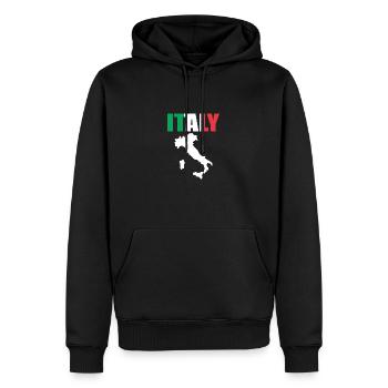Italy - Men’s Premium Organic Hoodie - black - Front - Nico (187cm)