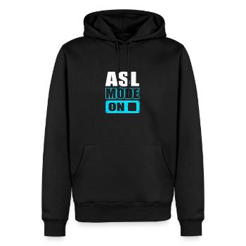 Langue des signes ASL sourd - Sweat à capuche Premium bio Homme - noir - Devant - Nico (187cm)