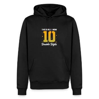 12e anniversaire Dix année de naissance Date de naissance - Sweat à capuche Premium bio Homme - noir - Devant - Nico (187cm)