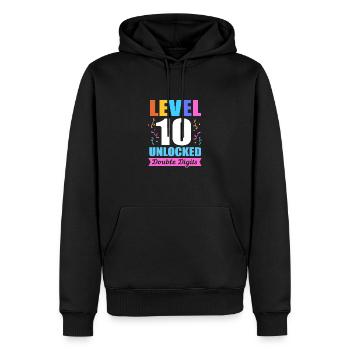 23e anniversaire Dix année de naissance Date de naissance Date de naissance - Sweat à capuche Premium bio Homme - noir - Devant - Nico (187cm)