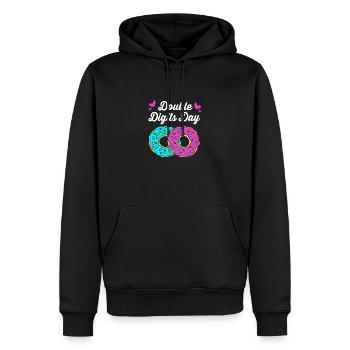 34e anniversaire Dix ans de naissance Date de naissance - Sweat à capuche Premium bio Homme - noir - Devant - Nico (187cm)