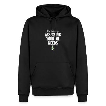 Huile essentielle - Sweat à capuche Premium bio Homme - noir - Devant - Nico (187cm)