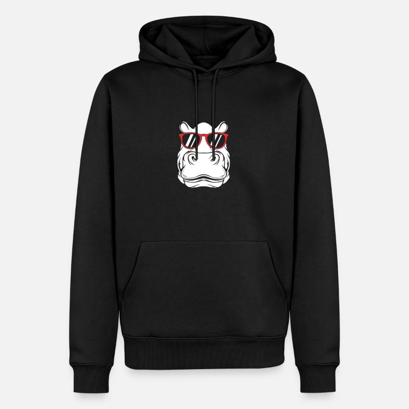Nilpferd - Männer Premium Bio Hoodie - Schwarz