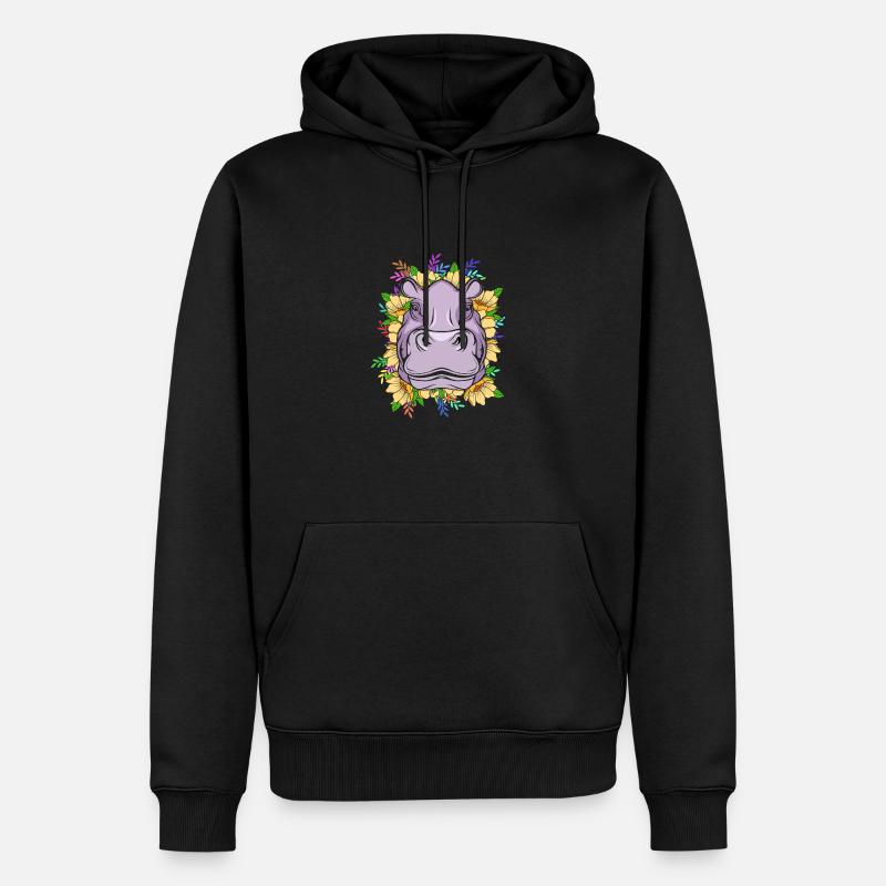 Nilpferd - Männer Premium Bio Hoodie - Schwarz