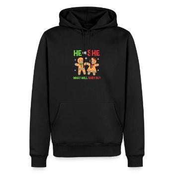 Weihnachten Gender Reveal Neugeborenes Babysprüche - Männer Premium Bio Hoodie - Schwarz - Vorne - Nico (187cm)