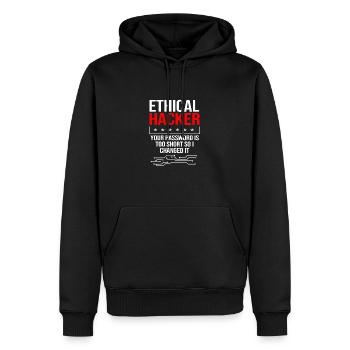 Cyber programmeur cybersécurité Hacker - Sweat à capuche Premium bio Homme - noir - Devant - Nico (187cm)