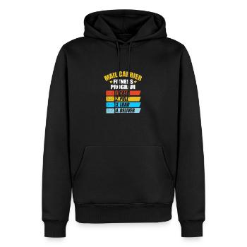 Postbote - Männer Premium Bio Hoodie - Schwarz - Vorne - Nico (187cm)