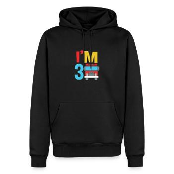 Fête d'anniversaire pour enfants avec un camion de pompiers - Sweat à capuche Premium bio Homme - noir - Devant - Nico (187cm)