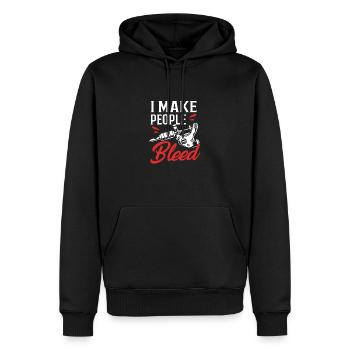 Tatoueur Tatoueur Tatoueur Tatoué Tatouage - Sweat à capuche Premium bio Homme - noir - Devant - Nico (187cm)