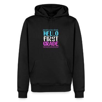 Première année - Sweat à capuche Premium bio Homme - noir - Devant - Nico (187cm)