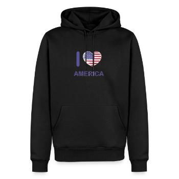 Ich Liebe Amerika USA Flagge, Mein Zuhause, Mein - Männer Premium Bio Hoodie - Schwarz - Vorne - Nico (187cm)