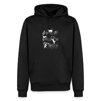 Katze Musik Noten Musiker Outfit! z.B. Klavier - Männer Premium Bio Hoodie - Schwarz - Vorne - Nico (187cm)