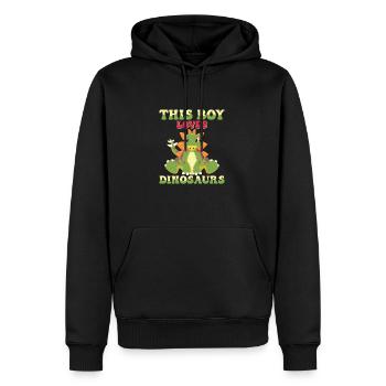 Dino Dinosaur T-Rex Boy Jeune Cadeau - Sweat à capuche Premium bio Homme - noir - Devant - Nico (187cm)