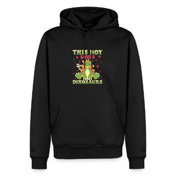 Dino Dinosaur T-Rex Boy Jeune Cadeau - Sweat à capuche Premium bio Homme - noir - Devant - Nico (187cm)