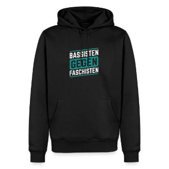 Bassisten gegen Rassisten Bassspieler gegen Rechts - Männer Premium Bio Hoodie - Schwarz - Vorne - Nico (187cm)