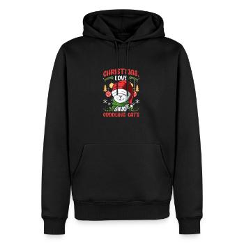 Câlin animal amour Noël, amour chats - Sweat à capuche Premium bio Homme - noir - Devant - Nico (187cm)