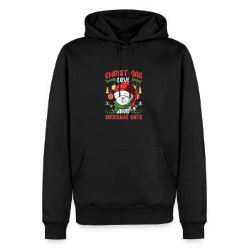 Câlin animal amour Noël, amour chats - Sweat à capuche Premium bio Homme - noir - Devant - Nico (187cm)