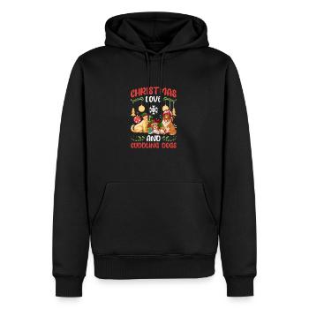 Dog Pug Animal Love Noël, l’amour et les chiens - Sweat à capuche Premium bio Homme - noir - Devant - Nico (187cm)