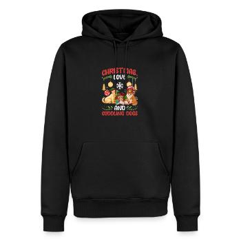 Dog Pug Animal Love Noël, l’amour et les chiens - Sweat à capuche Premium bio Homme - noir - Devant - Nico (187cm)