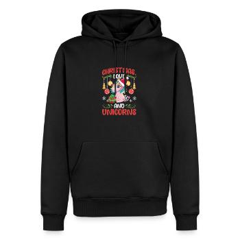 Einhorn Frauen Mädchen Weihnachen Liebe Einhörner - Männer Premium Bio Hoodie - Schwarz - Vorne - Nico (187cm)