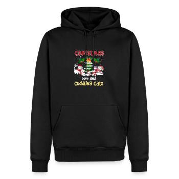 Câlin Chat Animal Amour Noël, Amour Chats - Sweat à capuche Premium bio Homme - noir - Devant - Nico (187cm)