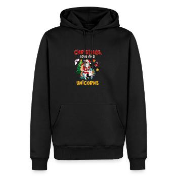 Einhorn Pferde Reitern Weihnachen Liebe Reiten - Männer Premium Bio Hoodie - Schwarz - Vorne - Nico (187cm)