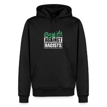 Bassisten gegen Rassisten Bassspieler gegen Rechts - Männer Premium Bio Hoodie - Schwarz - Vorne - Nico (187cm)