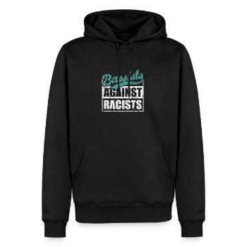 Bassisten gegen Rassisten Bassspieler gegen Rechts - Männer Premium Bio Hoodie - Schwarz - Vorne - Nico (187cm)