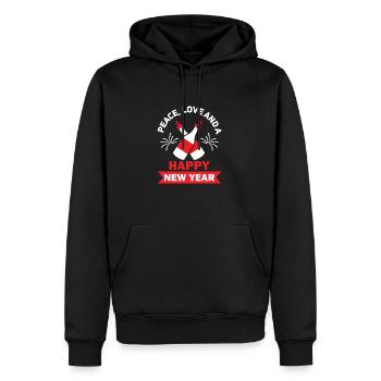Réveillon du Nouvel An, Paix, Amour, Bonne Année - Sweat à capuche Premium bio Homme - noir - Devant - Nico (187cm)