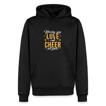 Réveillon du Nouvel An, Paix, Amour, Bonne Année - Sweat à capuche Premium bio Homme - noir - Devant - Nico (187cm)