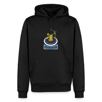 Bogensport Bogenschütze Bogenschießen Pfeil Bogen - Männer Premium Bio Hoodie - Schwarz - Vorne - Nico (187cm)