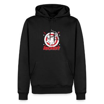 Bogensport Bogenschütze Bogenschießen Pfeil Bogen - Männer Premium Bio Hoodie - Schwarz - Vorne - Nico (187cm)